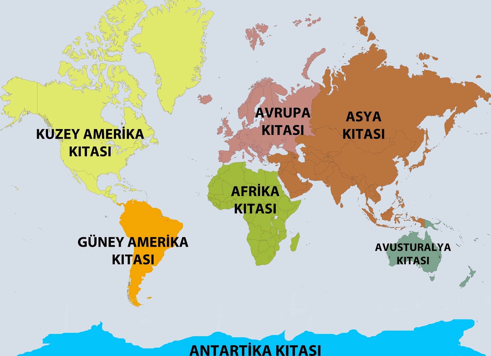 Dünya kıtalar haritası – Coğrafya Doğa Eğitim Sitesi